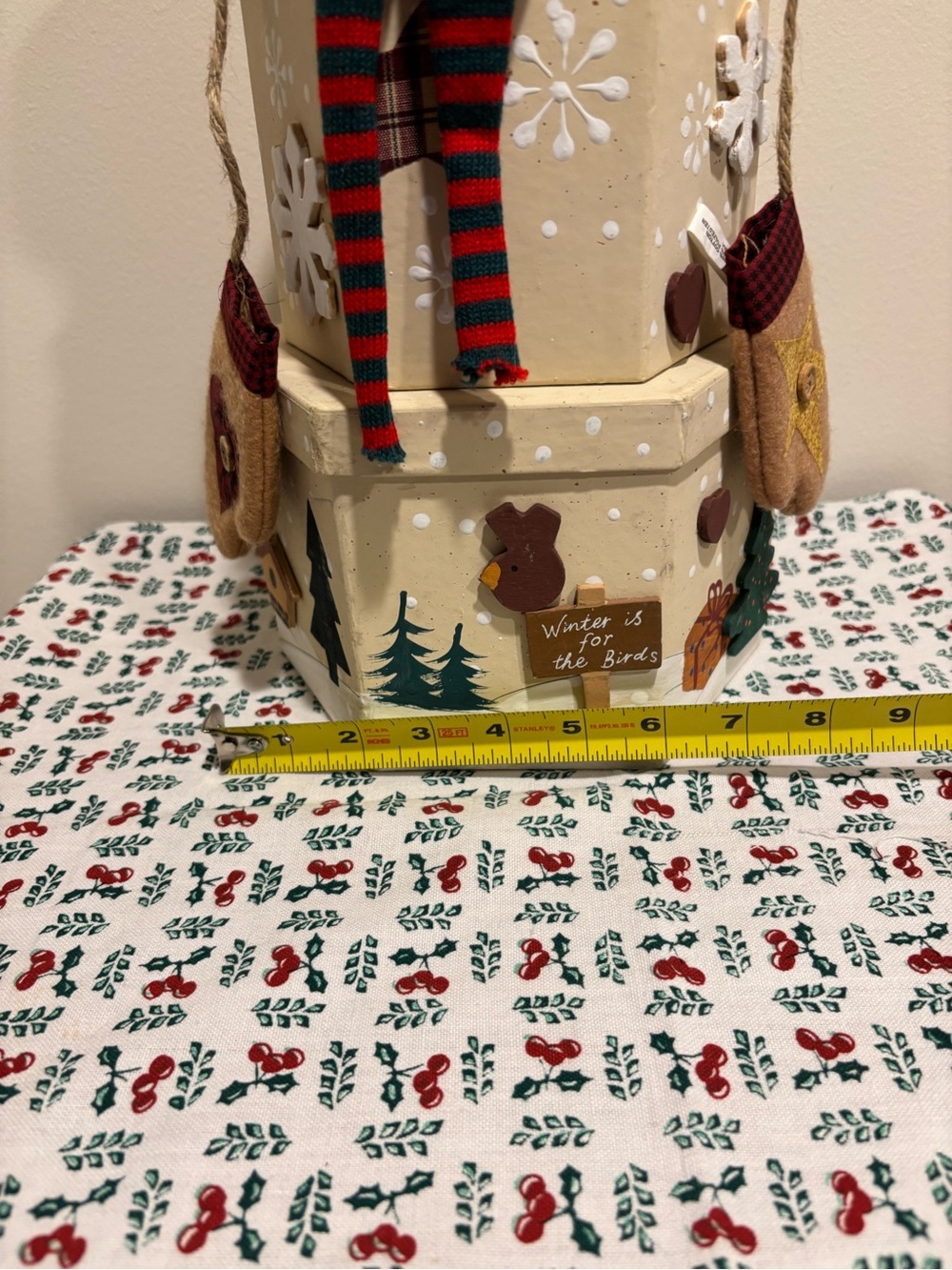 Holiday Snowman Decorative Stackable Box - Cream with Red & Green Scarf - Picture 3 of 10